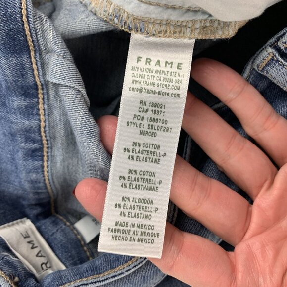 FRAME Merced Light Wash Stretch Denim Double Detail Flared Jeans 32 - Picture 4 of 7